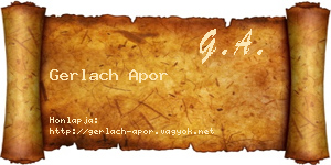 Gerlach Apor névjegykártya